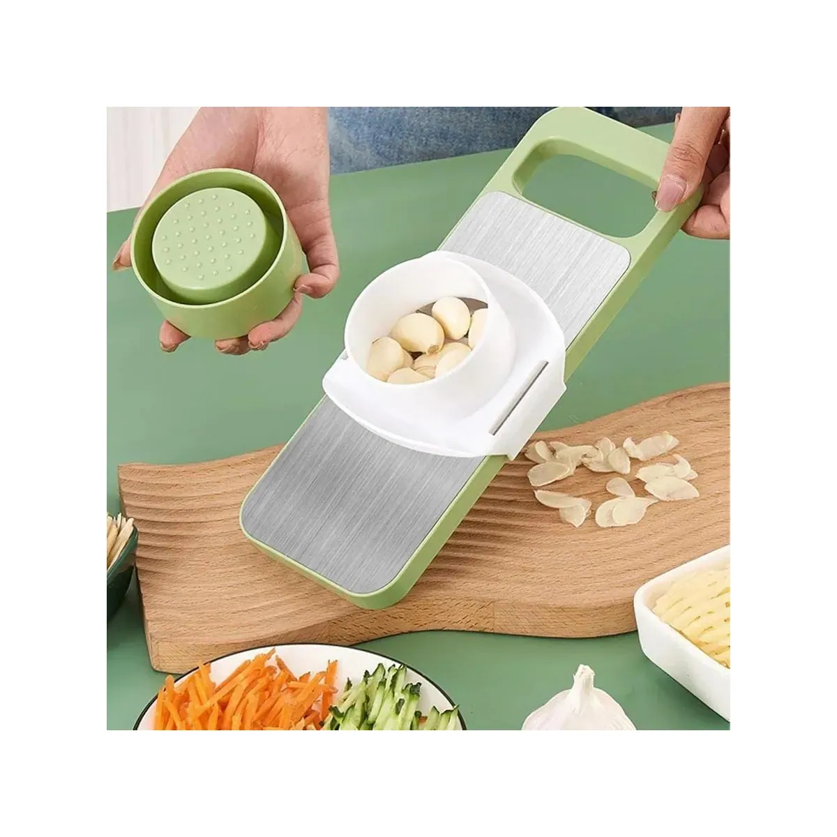 Multifunction Mandoline Slicer & Grater Board in use