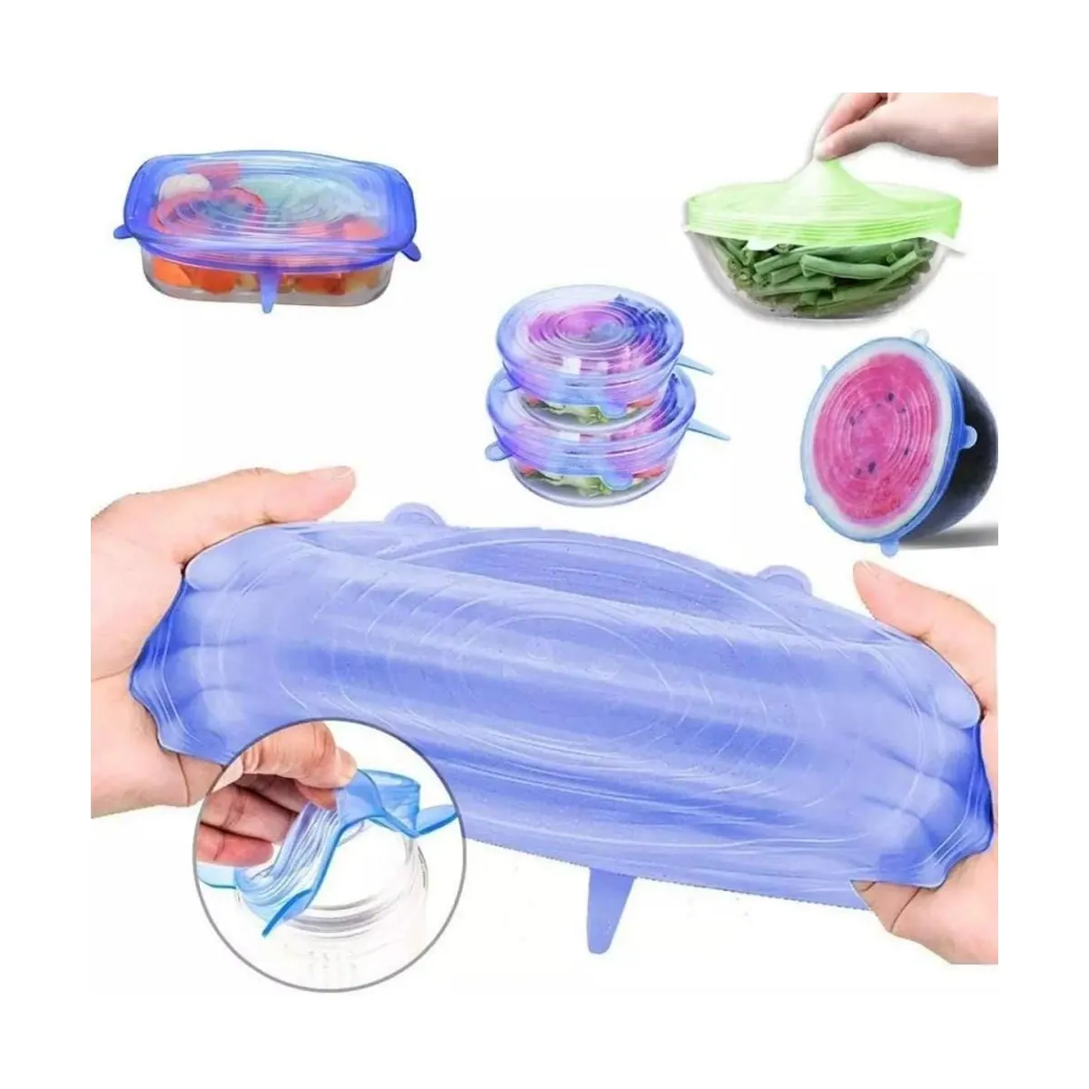 Silicone Stretch Lids — Set of 6 in use